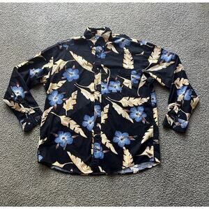 Vintage Wrangler 20x Men L Western Shirt Hawaiian Floral Abstract Long Sleeve